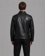 Men's Faux Leather Jacket with Shirt Collar and Zip Pockets – Casper