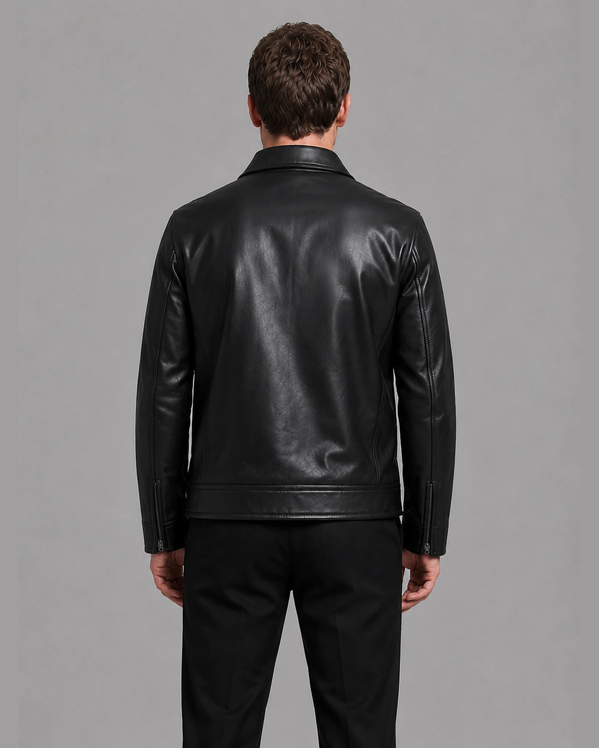 Men's Faux Leather Jacket with Shirt Collar and Zip Pockets – Casper
