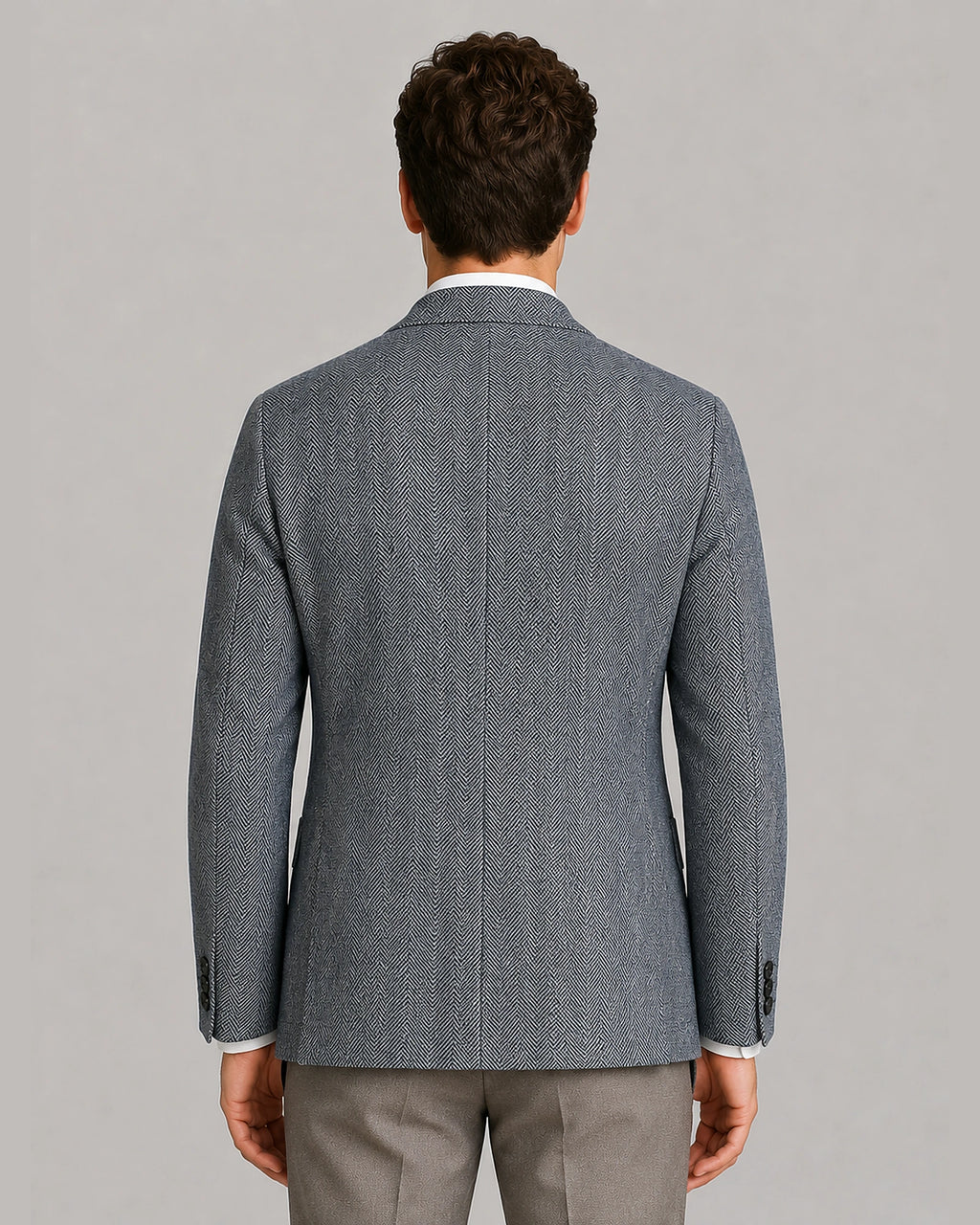 Men's Herringbone Tailored Blazer with Notch Lapel and Patch Pockets – Parker