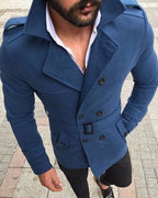 Men's Hooded Double-Breasted Wool-Blend Trench Coat with Belt – Faye Belle
