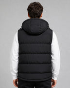 Men's Hooded Padded Gilet with Zip Pockets and Contrast Trim – Theo
