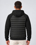 Men's Hooded Quilted Puffer Jacket with Jersey Sleeves and Zip Pockets – Finn