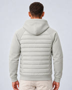 Men's Hooded Quilted Puffer Jacket with Jersey Sleeves and Zip Pockets – Finn