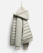 Men's Hooded Quilted Puffer Jacket with Jersey Sleeves and Zip Pockets – Finn