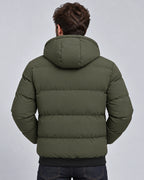 Men's Hooded Quilted Puffer Jacket with Zip Pockets and Ribbed Hem – Weston