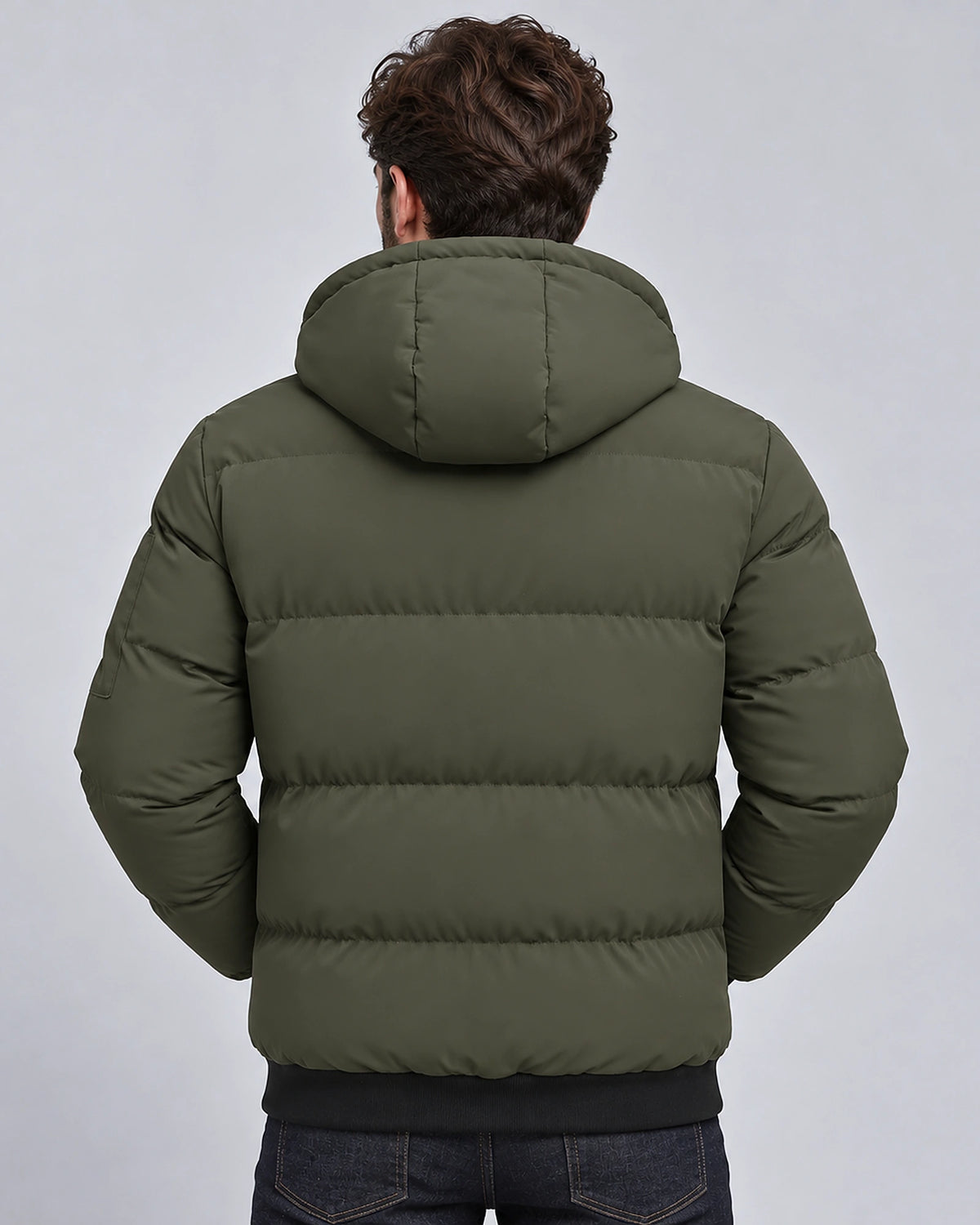 Men's Hooded Quilted Puffer Jacket with Zip Pockets and Ribbed Hem – Weston