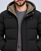 Men's Hooded Quilted Puffer Jacket with Zip Pockets and Ribbed Hem – Weston