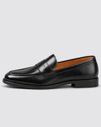 Men's Leather-Look Penny Loafers with Stacked Heel – Vaughn