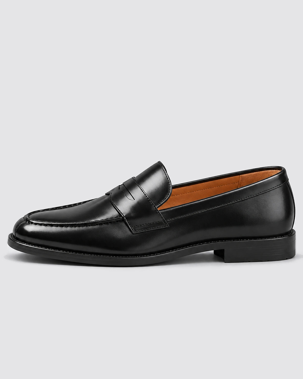Men's Leather-Look Penny Loafers with Stacked Heel – Vaughn