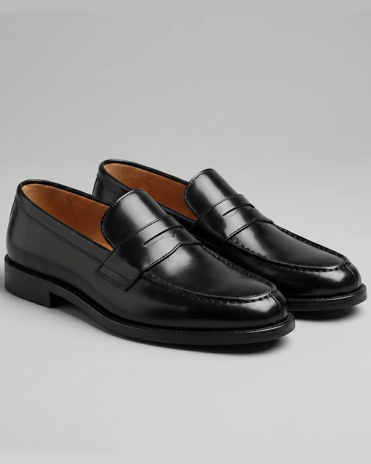 Men's Leather-Look Penny Loafers with Stacked Heel – Vaughn