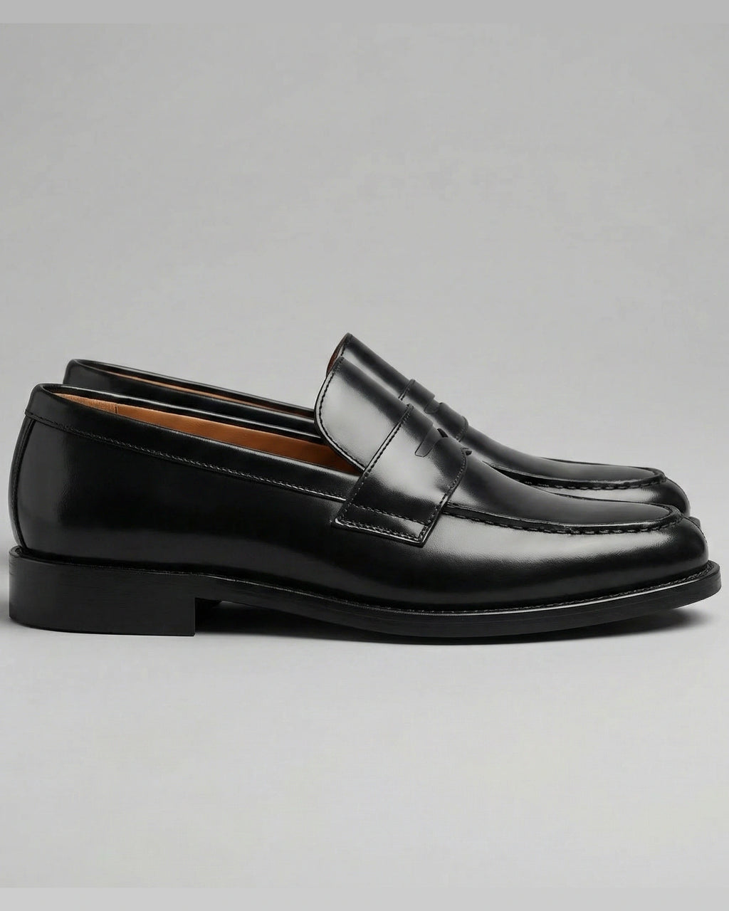 Men's Leather-Look Penny Loafers with Stacked Heel – Vaughn