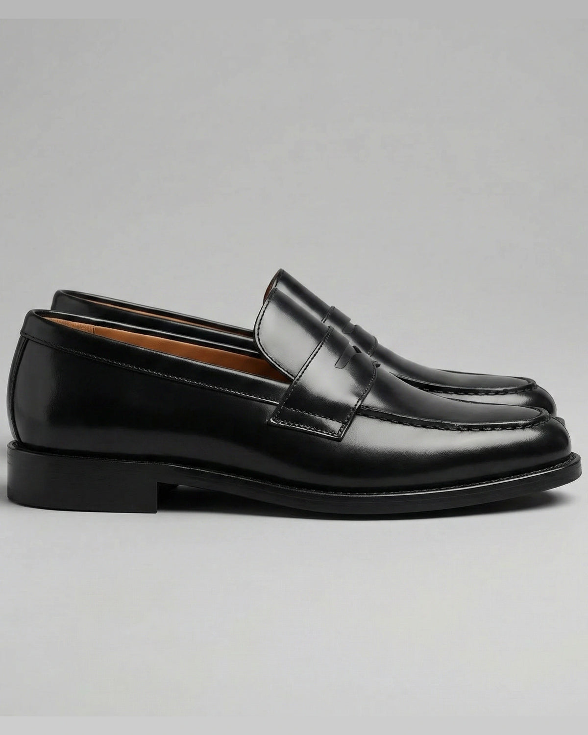Men's Leather-Look Penny Loafers with Stacked Heel – Vaughn