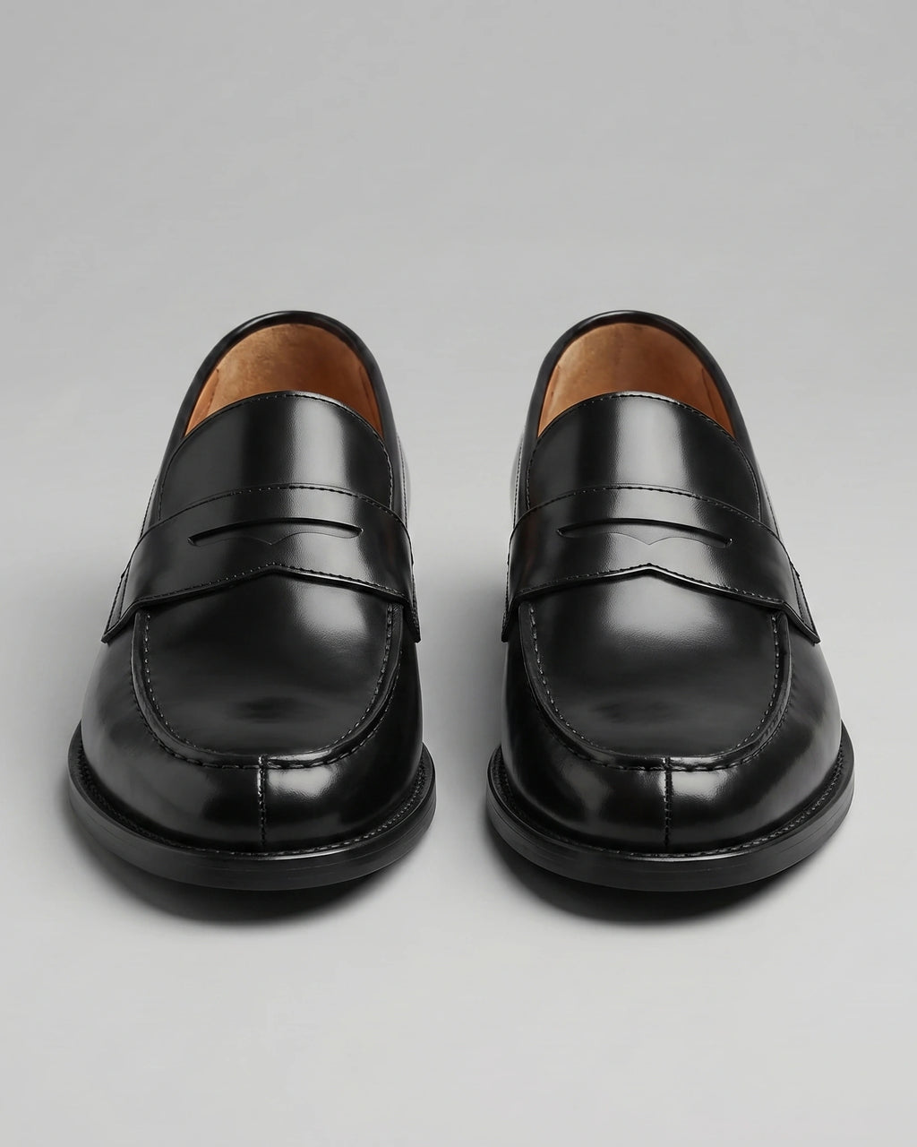 Men's Leather-Look Penny Loafers with Stacked Heel – Vaughn