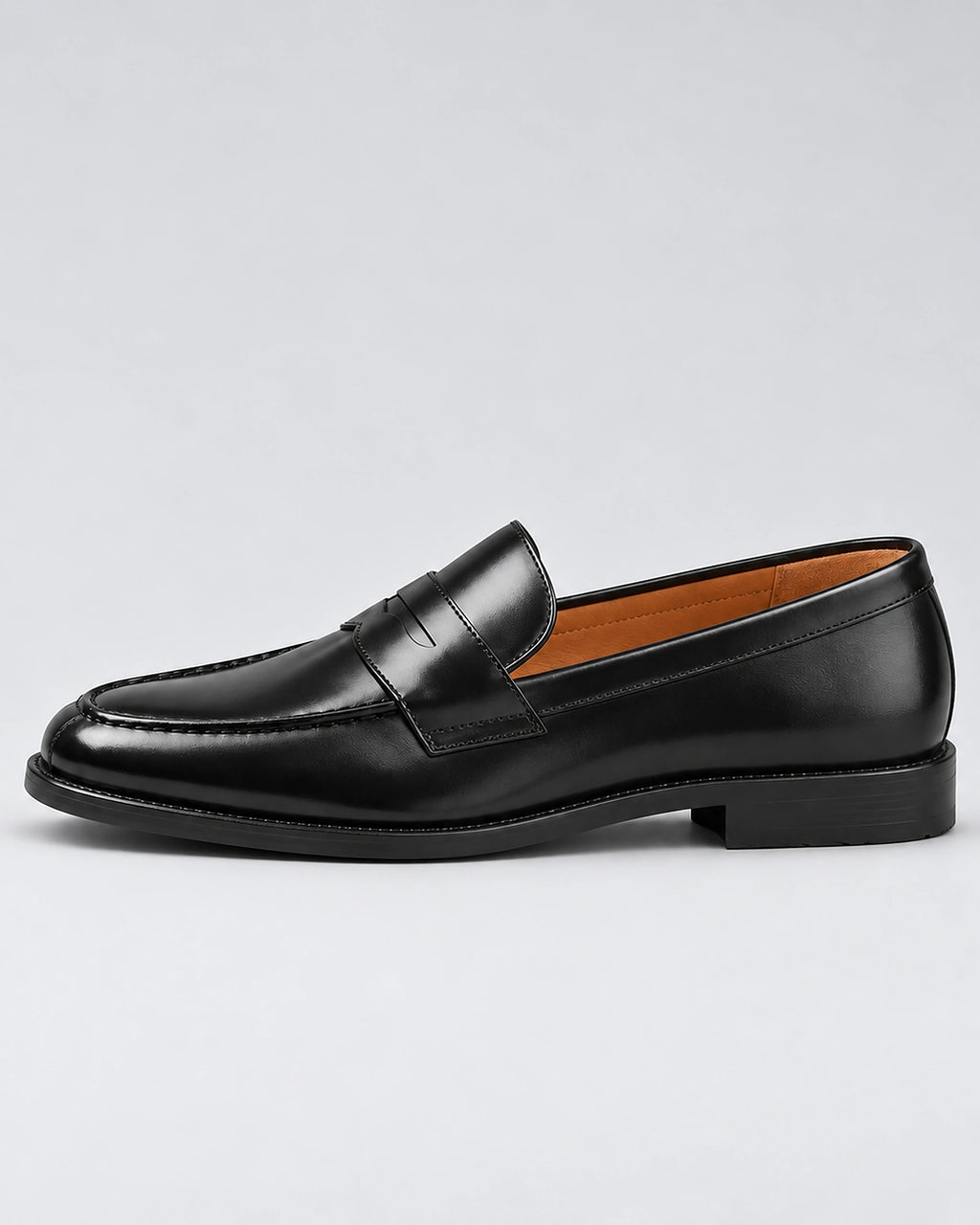 Men's Leather-Look Penny Loafers with Stacked Heel – Vaughn