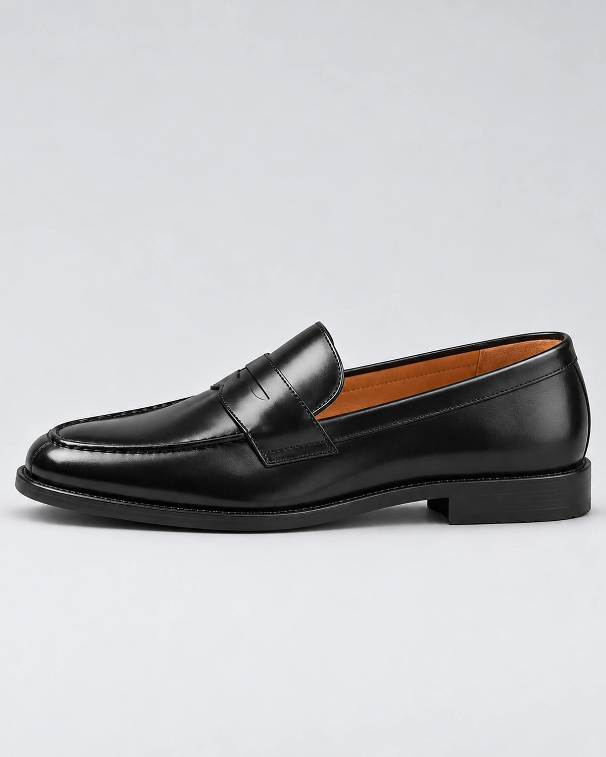 Men's Leather-Look Penny Loafers with Stacked Heel – Vaughn
