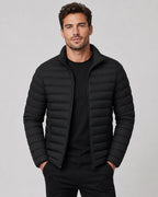 Men's Lightweight Quilted Puffer Jacket with Stand Collar and Zip Pockets – Rhys