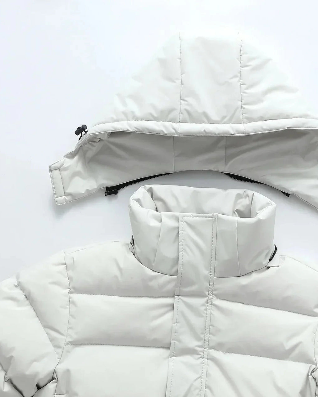 Men's Long Hooded Puffer Coat with Full-Length Zip – Evie Rose