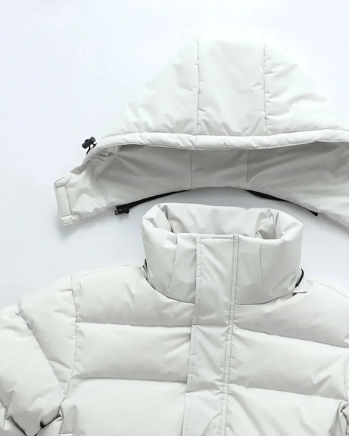 Men's Long Hooded Puffer Coat with Full-Length Zip – Evie Rose