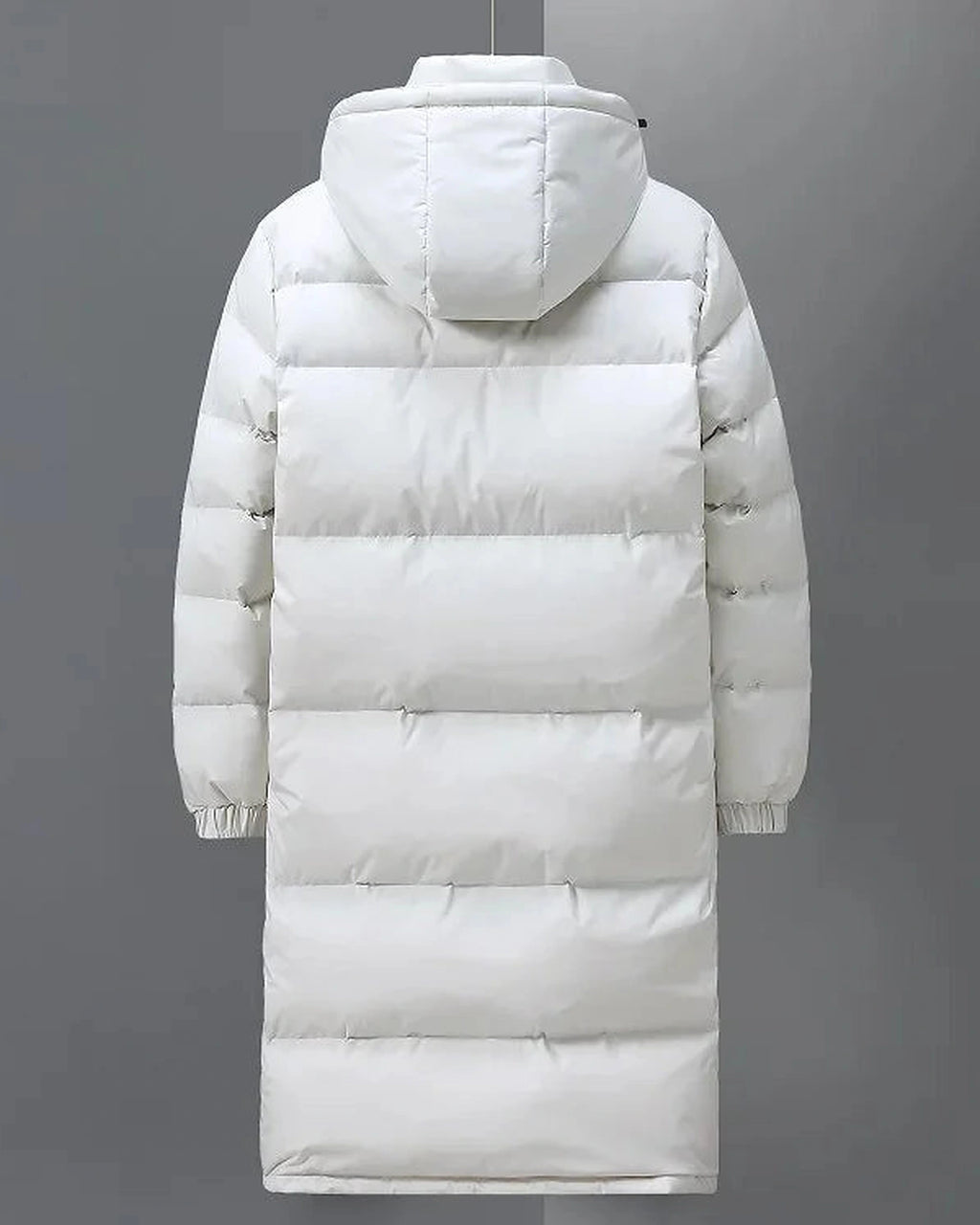 Men's Long Hooded Puffer Coat with Full-Length Zip – Evie Rose