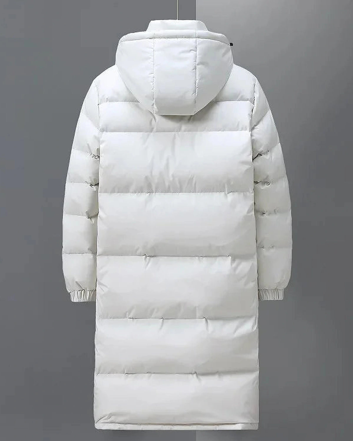 Men's Long Hooded Puffer Coat with Full-Length Zip – Evie Rose