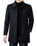 Men's Notch Collar Wool-Blend Overcoat with Flap Pockets, Tailored Fit – Faye Jane