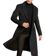 Men's Notch Lapel Single-Breasted Wool-Blend Overcoat with Flap Pockets – Evie Lou