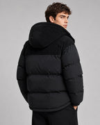 Men's Oversized Hooded Puffer Jacket with Corduroy Yoke Panel – Isaac