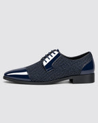 Men's Patent Cap Toe Derby Shoes with Woven Panel Detailing – Presley