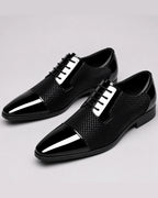 Men's Patent Cap Toe Derby Shoes with Woven Panel Detailing – Presley