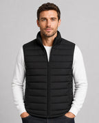 Men's Quilted Stand Collar Zip-Up Gilet with Side Pockets – Wesley