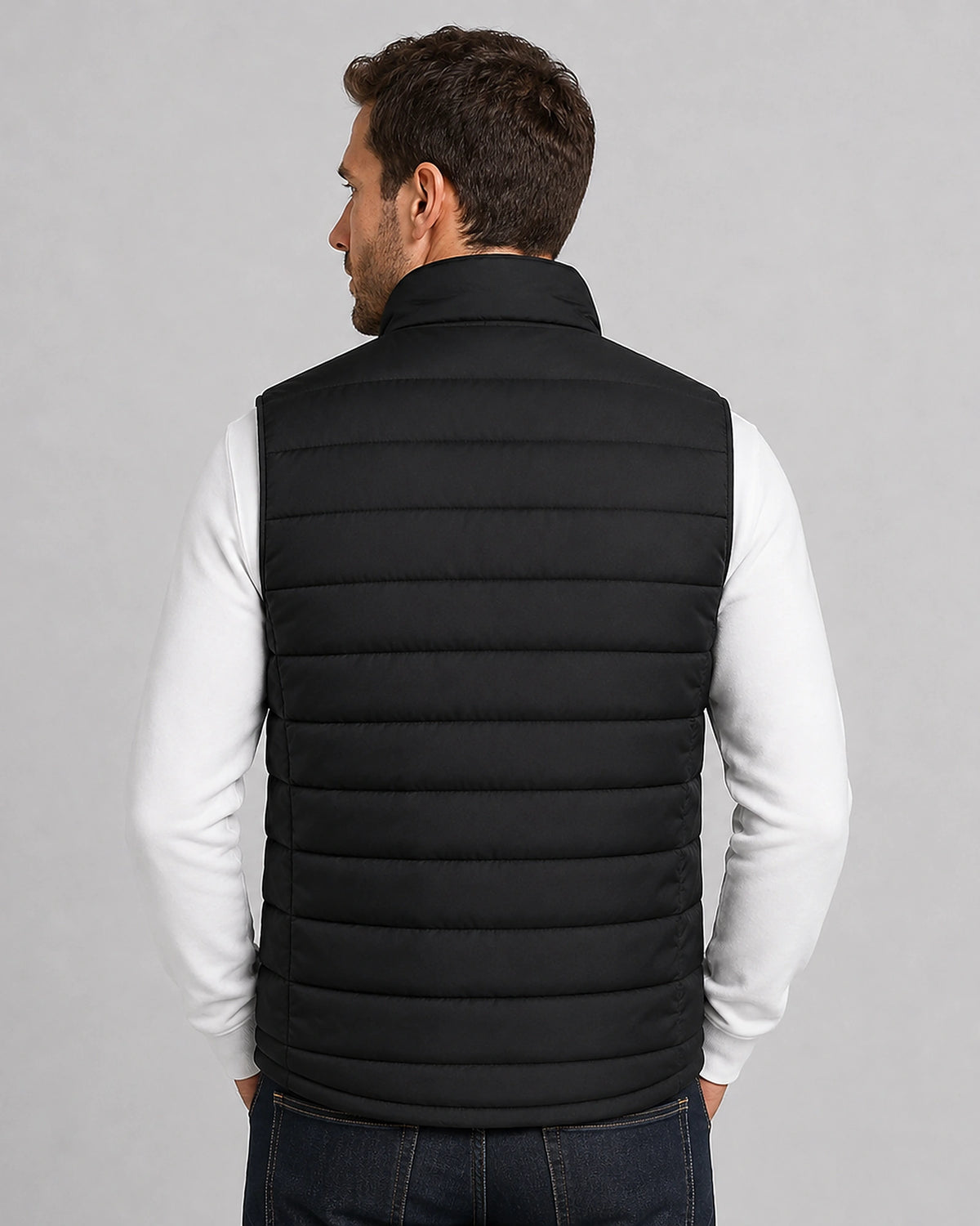 Men's Quilted Stand Collar Zip-Up Gilet with Side Pockets – Wesley