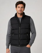 Men's Quilted Zip-Front Gilet with Funnel Neck and Side Zip Pockets – Oscar
