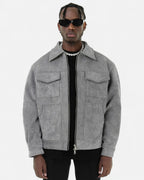 Men's Relaxed Fit Suede-Look Trucker Jacket with Flap Pockets – Bennett