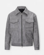 Men's Relaxed Fit Suede-Look Trucker Jacket with Flap Pockets – Bennett