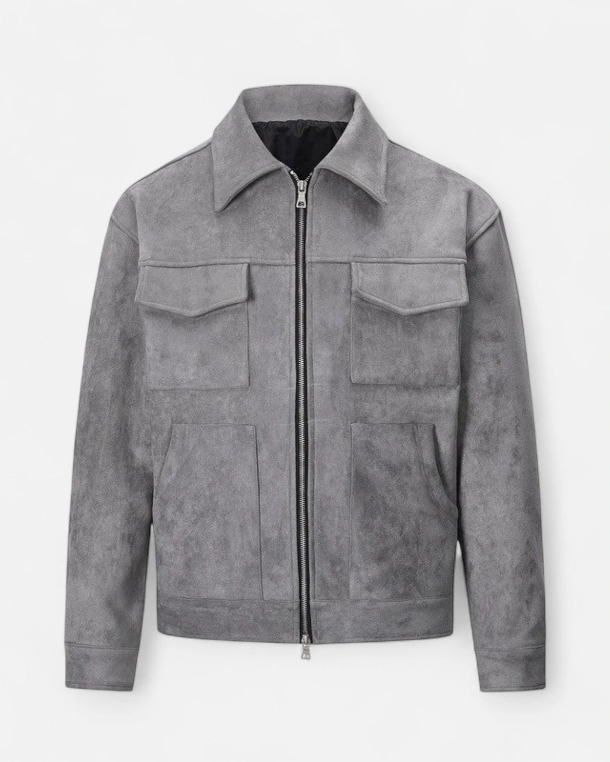 Men's Relaxed Fit Suede-Look Trucker Jacket with Flap Pockets – Bennett