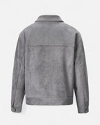 Men's Relaxed Fit Suede-Look Trucker Jacket with Flap Pockets – Bennett