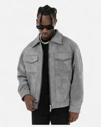 Men's Relaxed Fit Suede-Look Trucker Jacket with Flap Pockets – Bennett