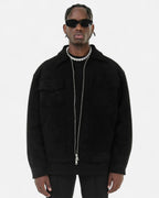 Men's Relaxed Fit Suede-Look Trucker Jacket with Flap Pockets – Bennett