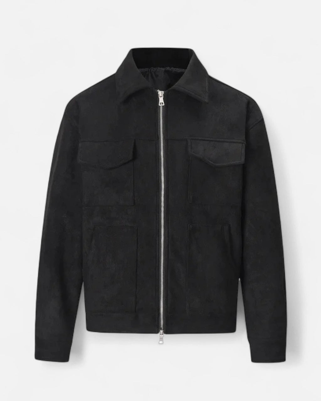 Men's Relaxed Fit Suede-Look Trucker Jacket with Flap Pockets – Bennett