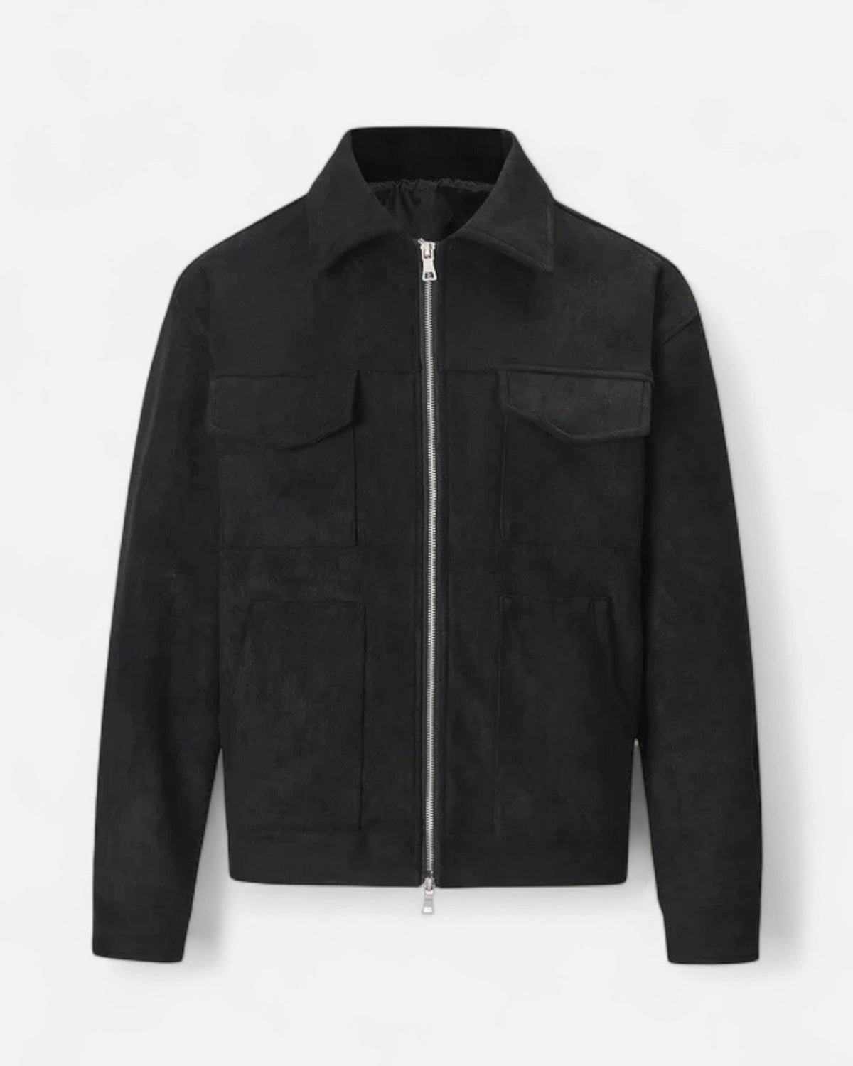 Men's Relaxed Fit Suede-Look Trucker Jacket with Flap Pockets – Bennett