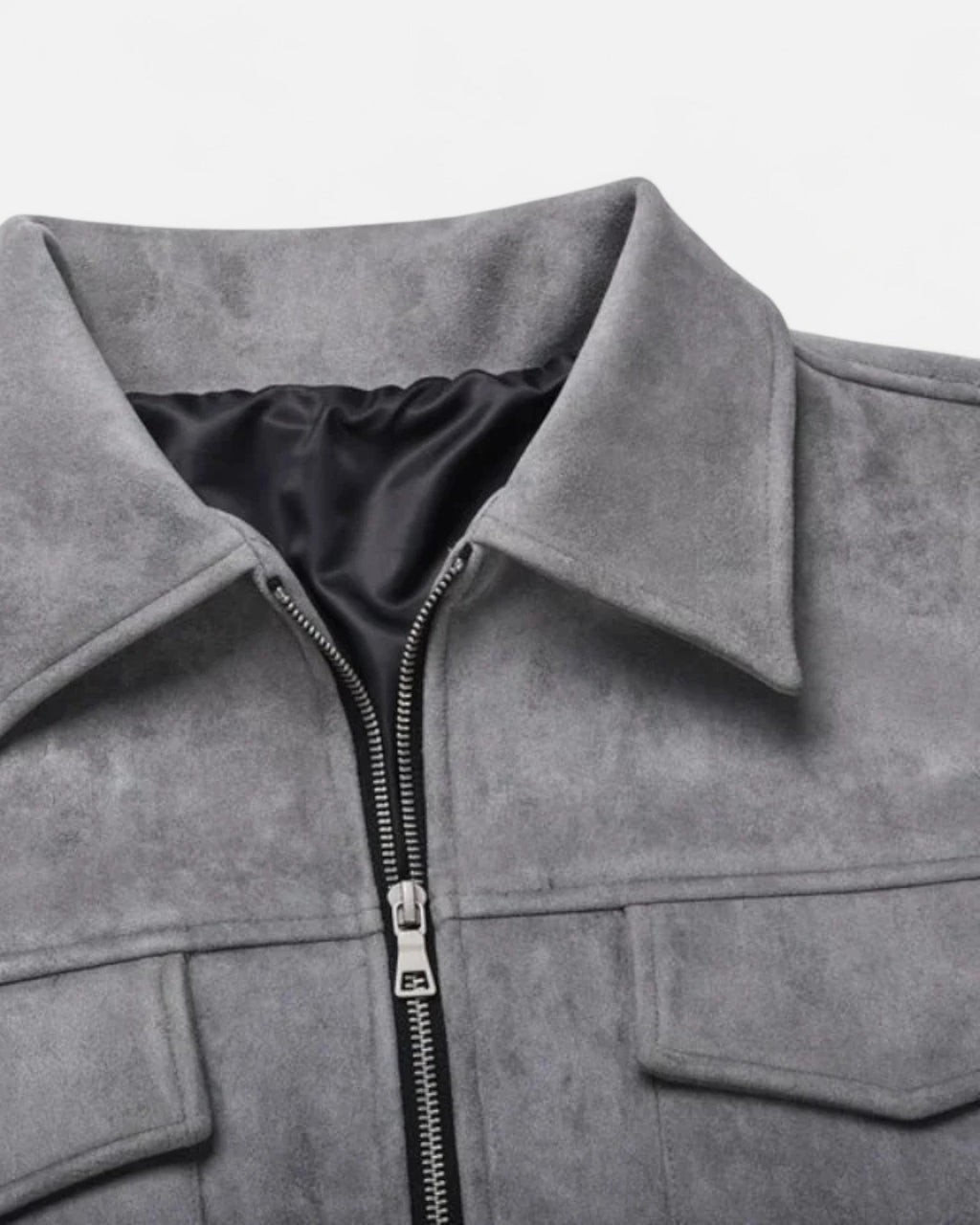 Men's Relaxed Fit Suede-Look Trucker Jacket with Flap Pockets – Bennett