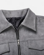 Men's Relaxed Fit Suede-Look Trucker Jacket with Flap Pockets – Bennett