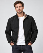 Men's Reversible Zip-Up Bomber Jacket with Ribbed Collar and Contrast Lining – Max