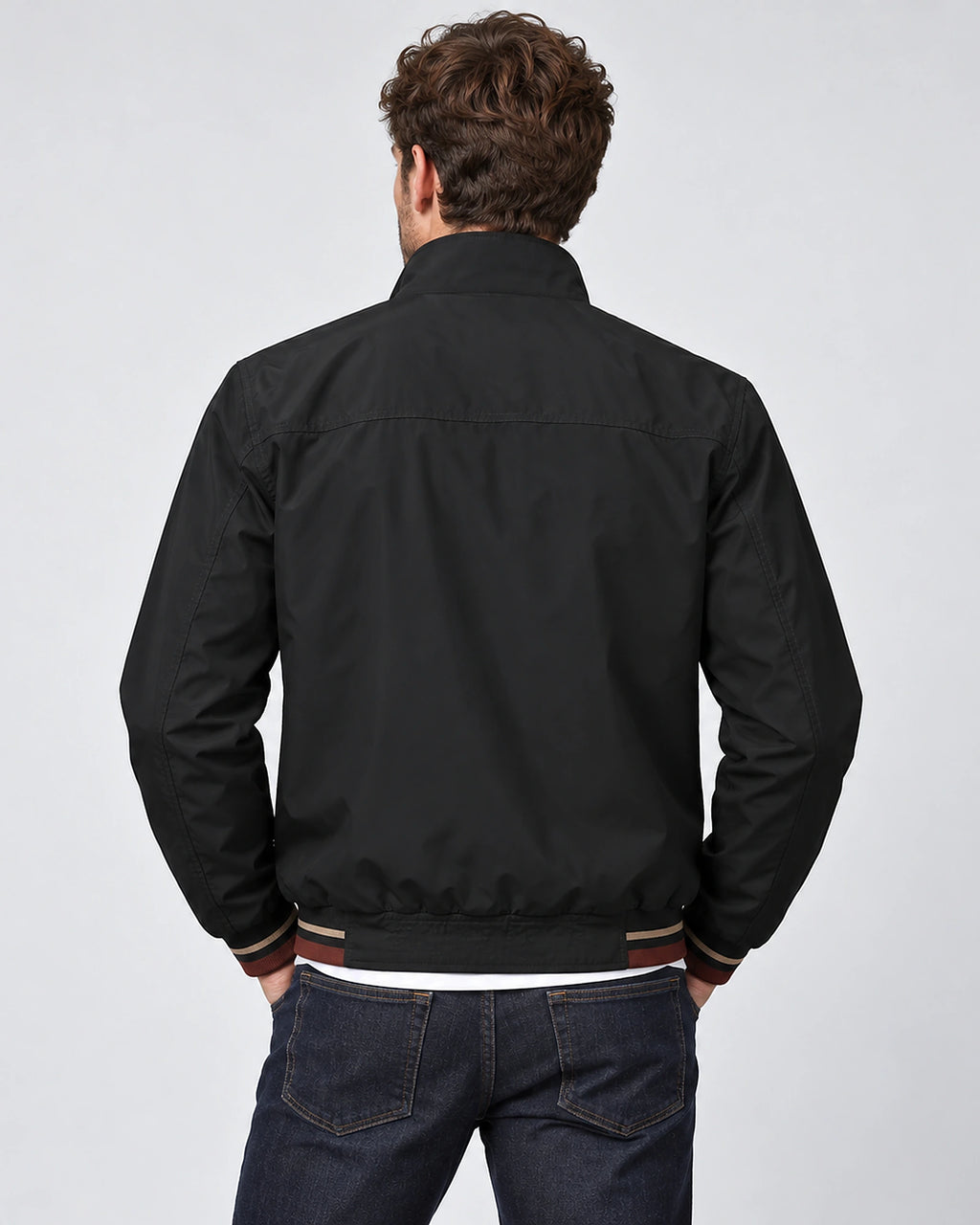 Men's Reversible Zip-Up Bomber Jacket with Ribbed Collar and Contrast Lining – Max