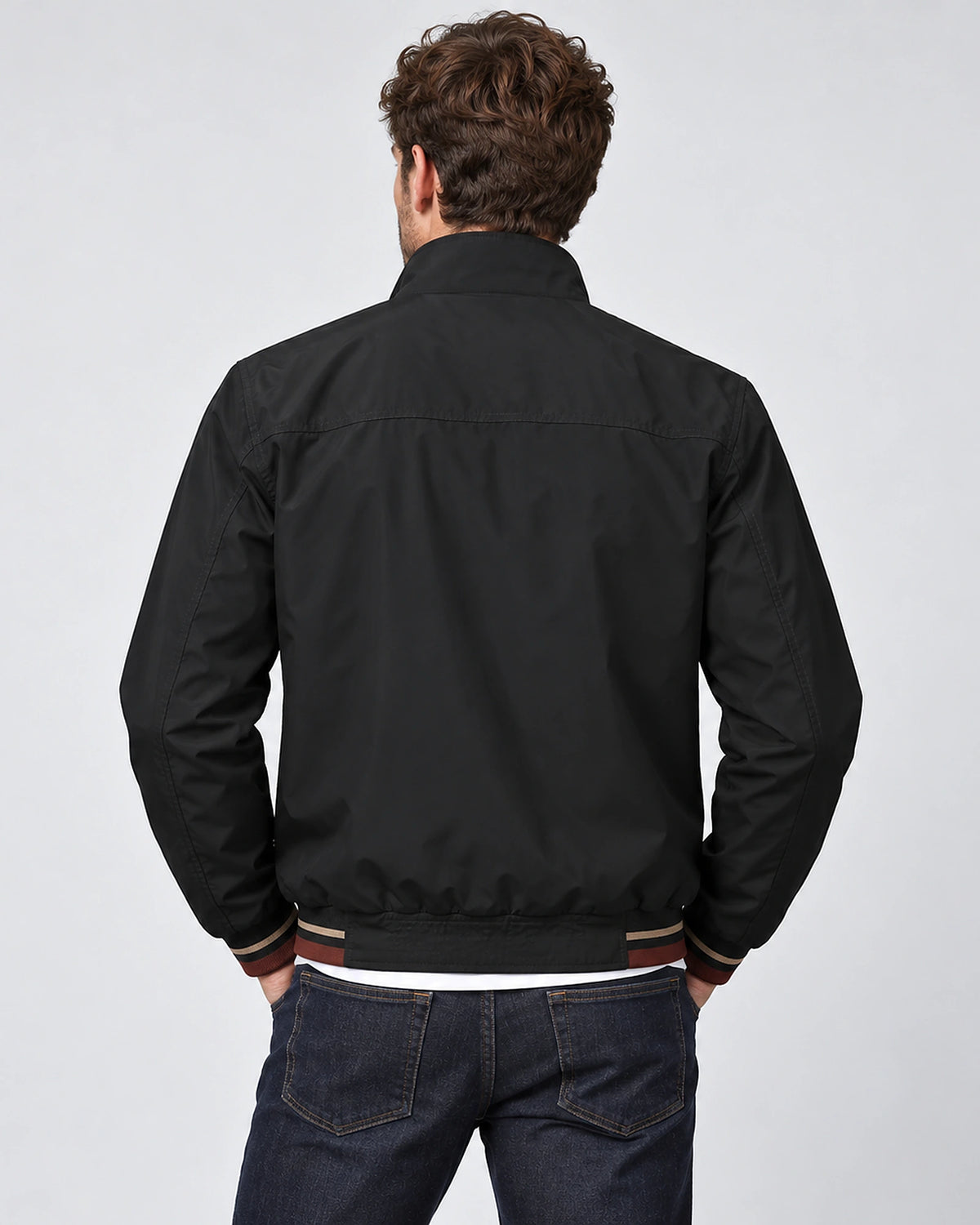 Men's Reversible Zip-Up Bomber Jacket with Ribbed Collar and Contrast Lining – Max