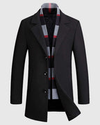 Men's Shawl Collar Wool-Blend Coat with Quilted Lining and Plaid Trim – Holly Jane