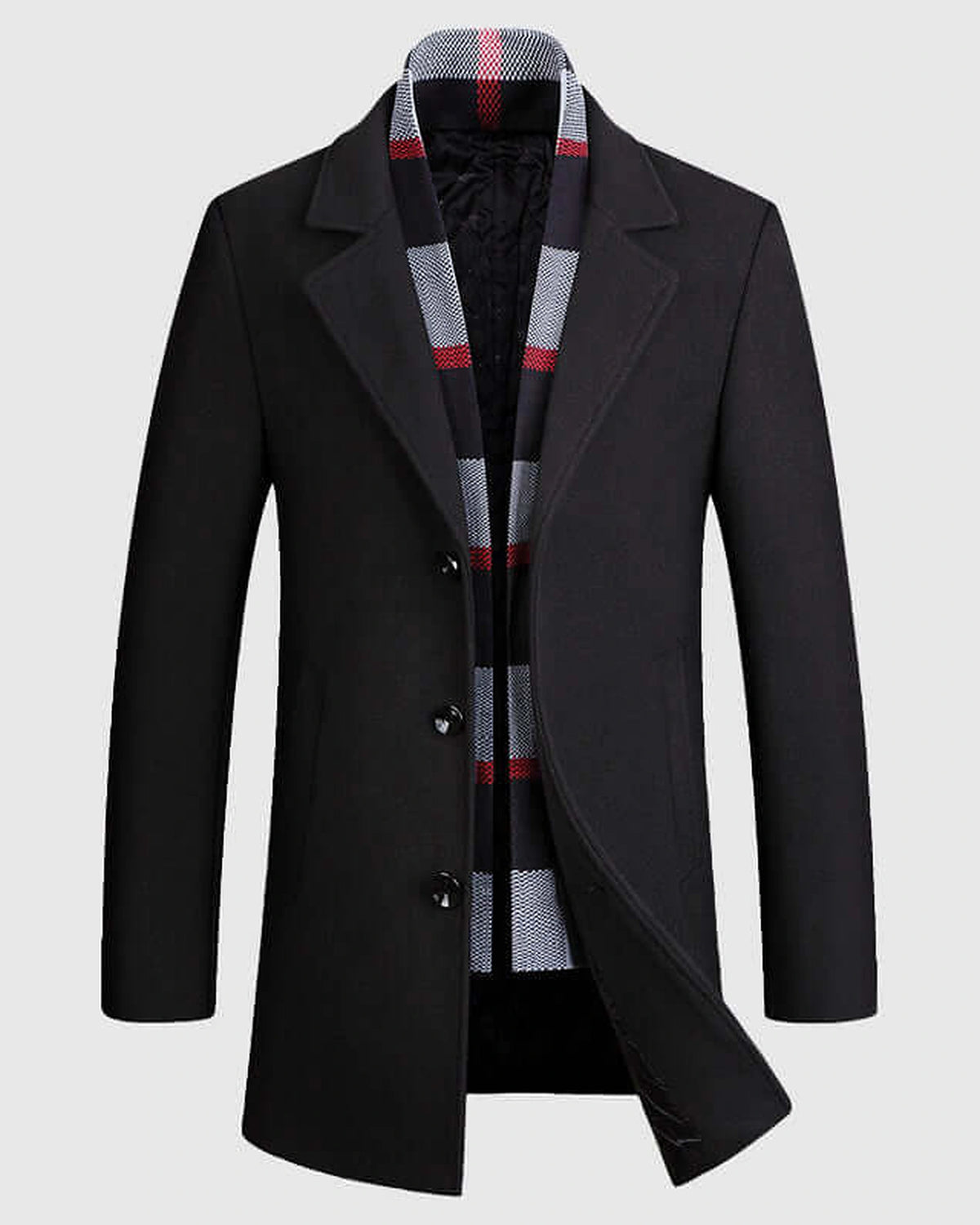 Men's Shawl Collar Wool-Blend Coat with Quilted Lining and Plaid Trim – Holly Jane