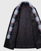 Men's Shawl Collar Wool-Blend Coat with Quilted Lining and Plaid Trim – Holly Jane