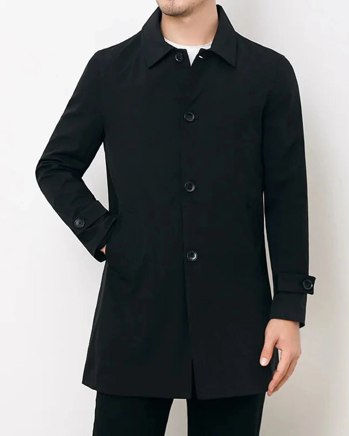 Men's Single-Breasted Trench Coat with Notch Collar – Blair Lou