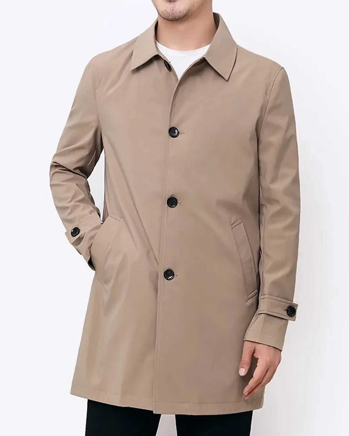 Men's Single-Breasted Trench Coat with Notch Collar – Blair Lou